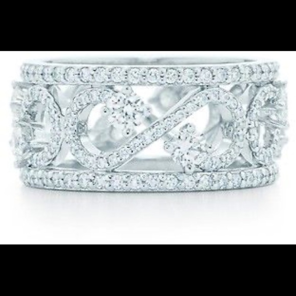 Tiffany & Co enchant scroll diamond platinum band ring - Picture 6 of 7